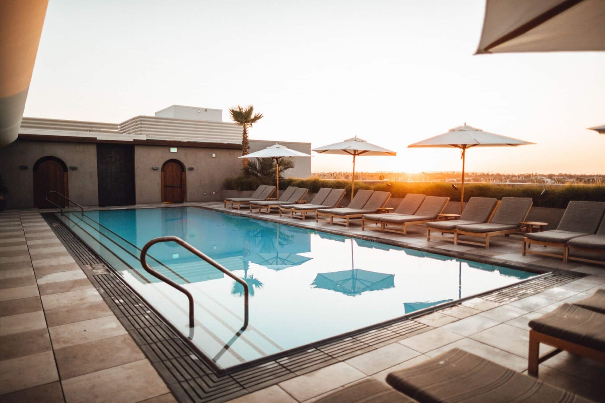 Desert Pool at Golden Hour – Coachella Valley